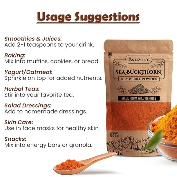 Sea Buckthorn Dry Berry Powder 100gm - Image 3